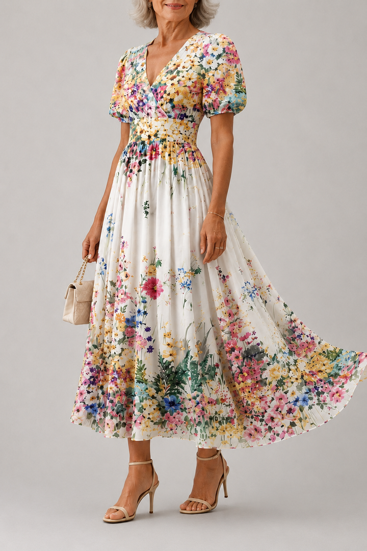 Rosalinda™ | Short Sleeve Floral Maxi Dress