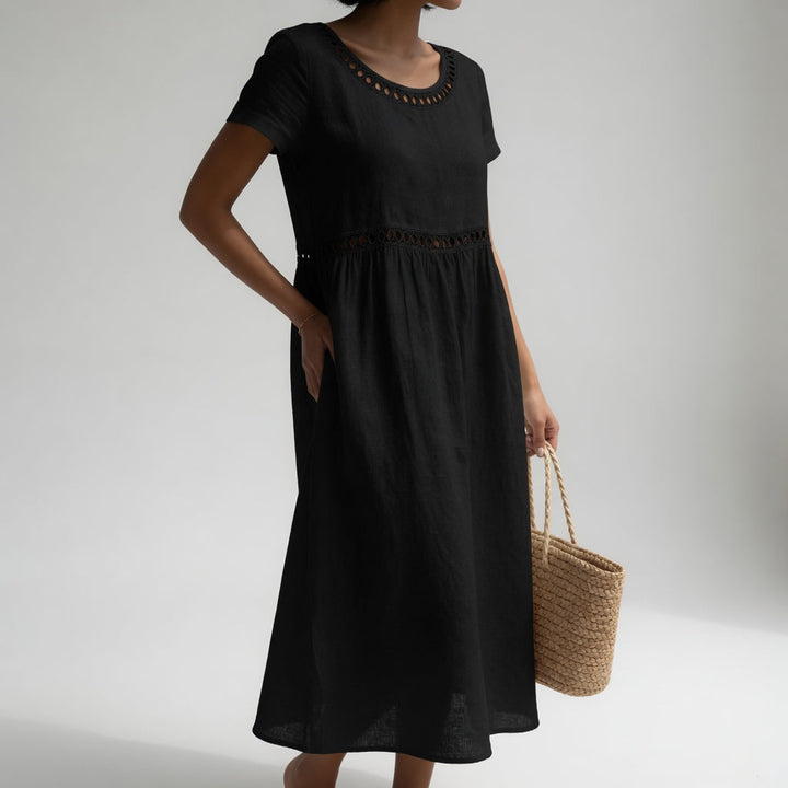 Livia | Linen Blend Embroidered Dress