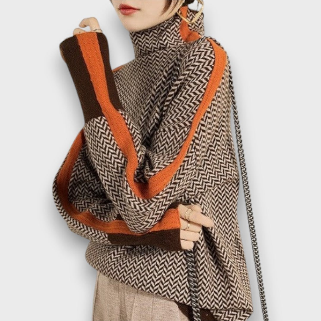 Eleanora – Herringbone Turtleneck Sweater