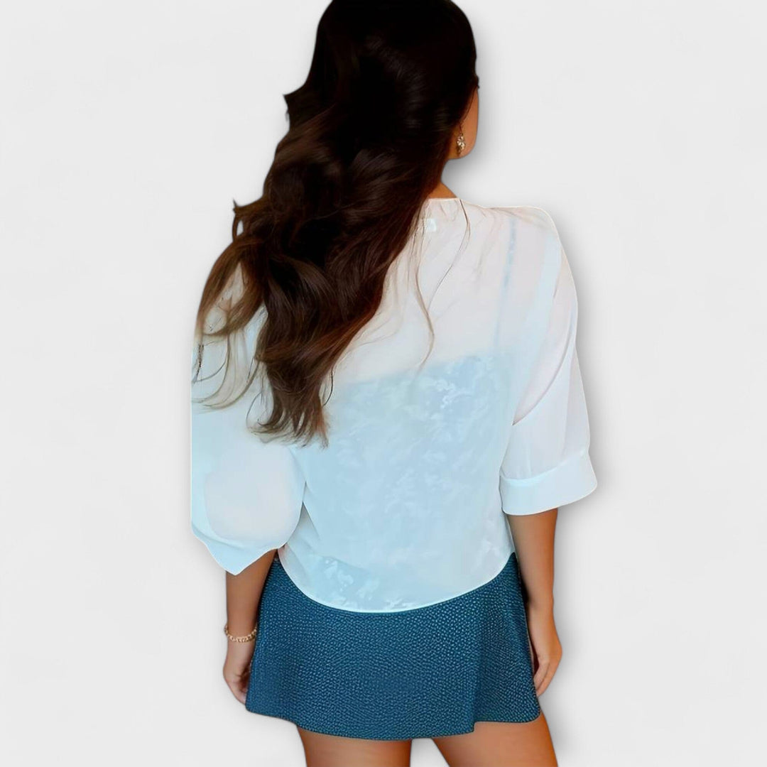 Olivienne – Open-Front Chiffon Blouse