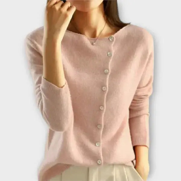 Paige – Soft Cardigan with Asymmetrical Button Placket